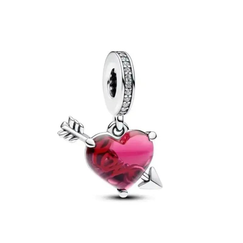Rose Gold Padlock Heart Key Pendant Necklace for Women 925 Silver with Zircon Beads P1862