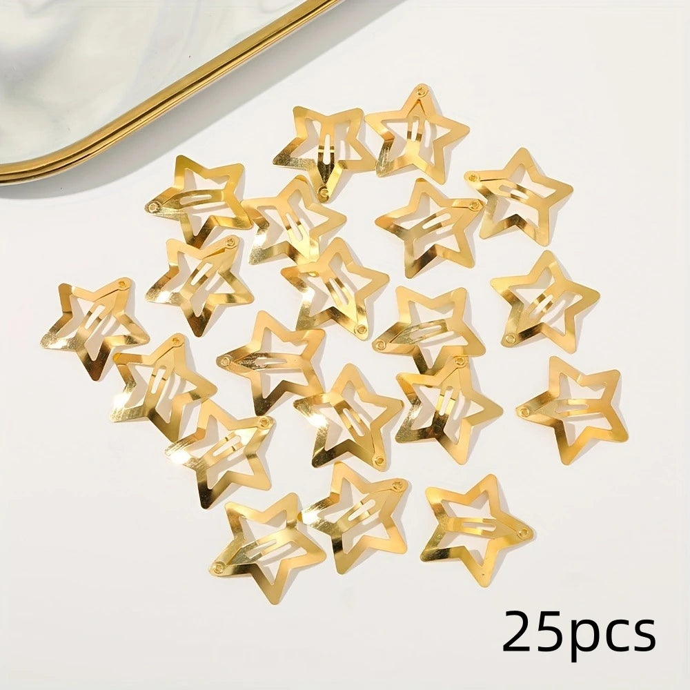 Starry Fashion Hair Clips Set for Girls - Elegant Filigree Metal Snap Barrettes