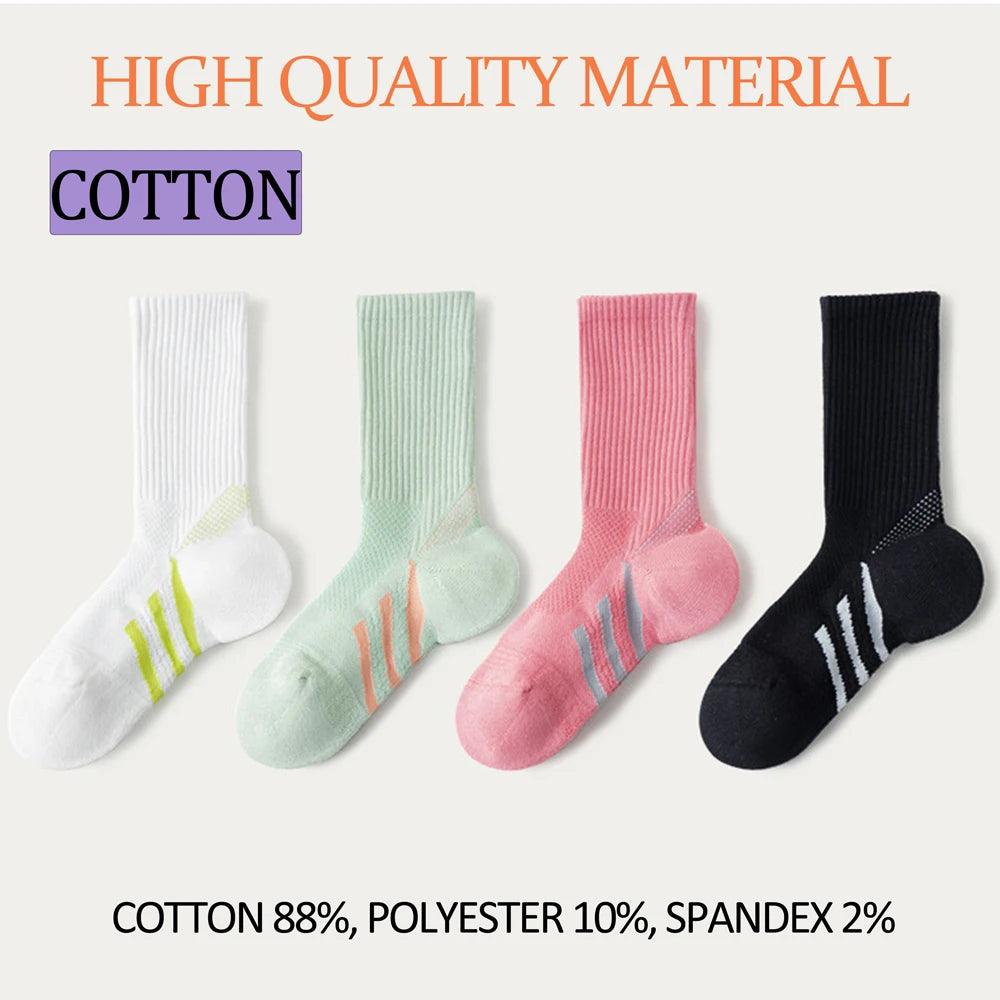 Women Mid Calf Arch Support Cushioned Sports Socks For Tennis