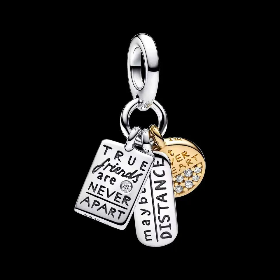 Avocado Double Dangle 925 Silver Heart Eternity Charm
