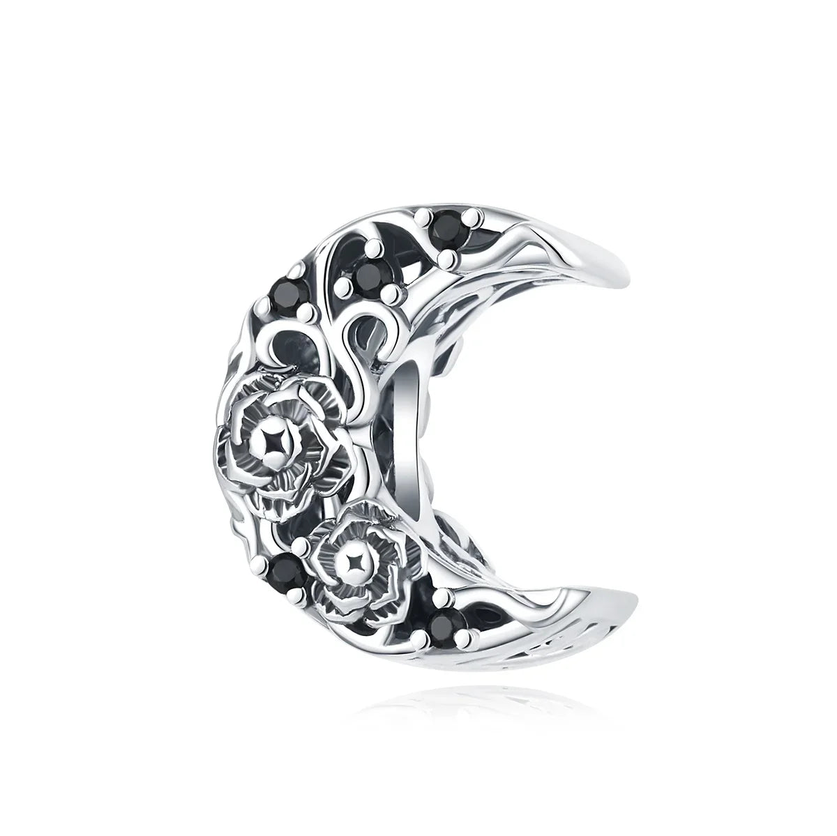925 Sterling Silver Charms Set Moon Stars Sun Flower Heart Zircon Beads for DIY Jewelry and Gifts