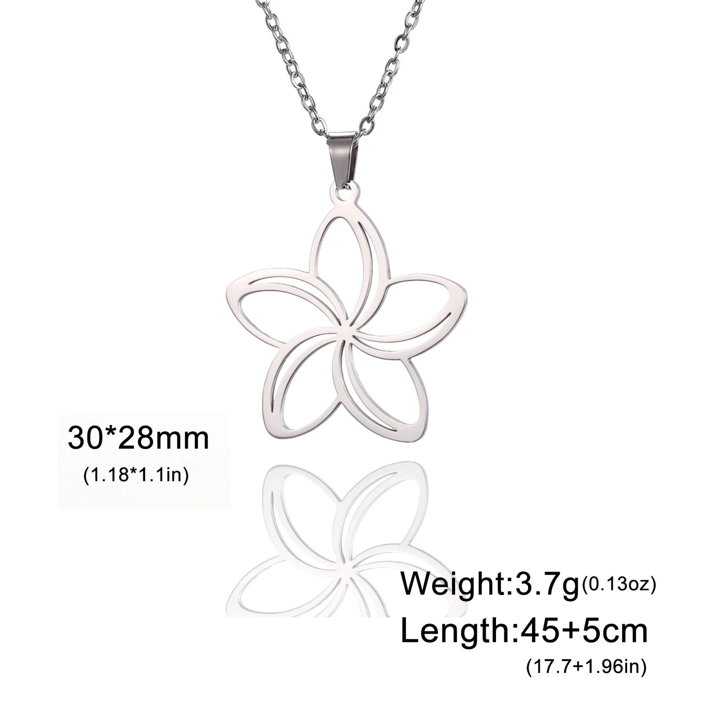 Skyrim Five Petal Flower Pendant Stainless Steel Necklace for Lovers - Elegant Minimalist Wedding Jewelry Gift
