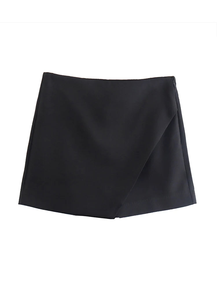 Candy Color Asymmetrical Shorts For Women Zipper Fly Pockets