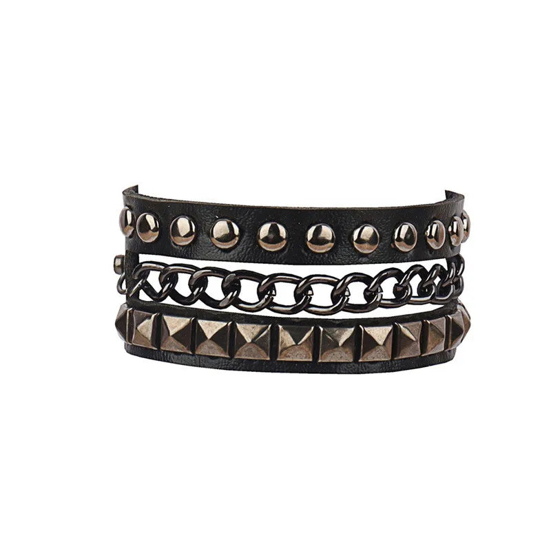 Gothic Punk Cat Heart Leather Bracelet For Women And Men