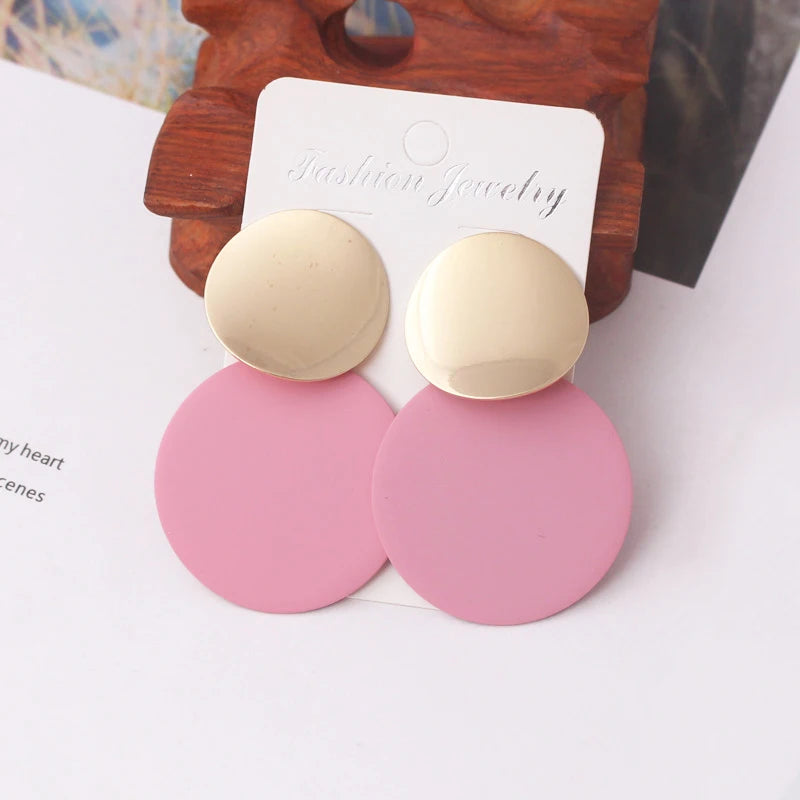 Elegant Double-Layer Round Pendant Drop Earrings for Women - European Fashion Zinc Alloy Dangles