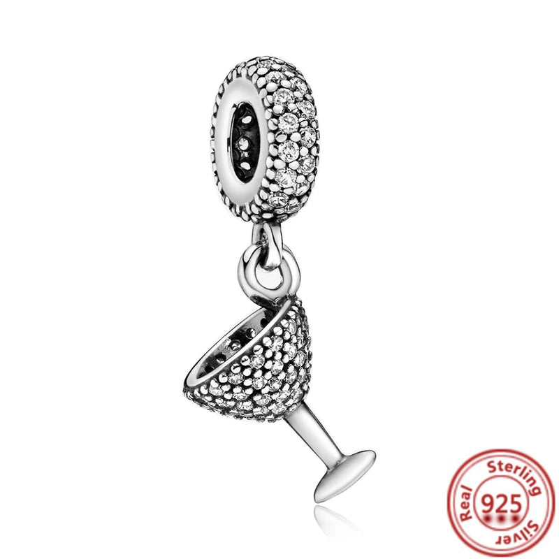 925 Silver Fruit Ice Cream Coffee Cup Beads For Bracelet