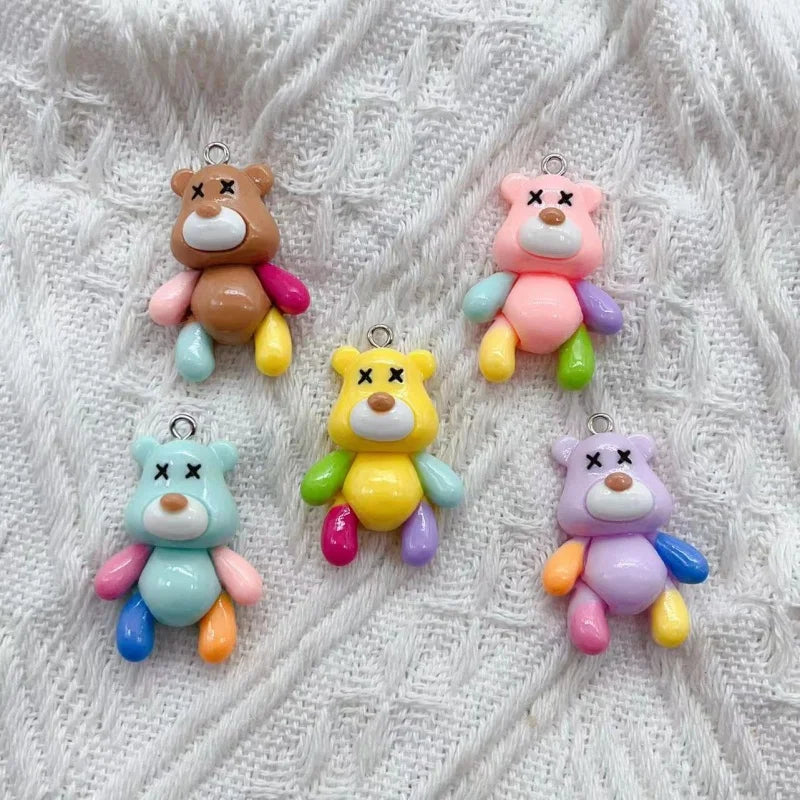 3D Resin Cartoon Bear Charms Set for DIY Jewelry Crafting