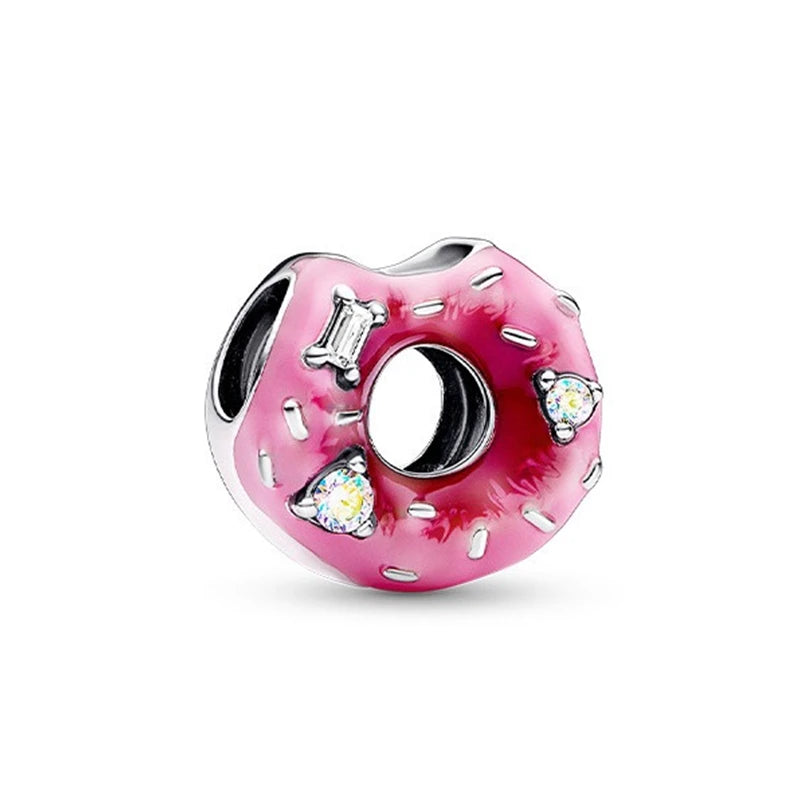 Pink Hot Air Balloon Daisy Murano Glass Charm for European Silver Bracelet SS1407