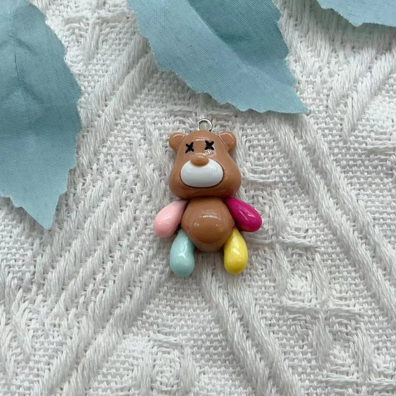 3D Resin Cartoon Bear Charms Set for DIY Jewelry Crafting