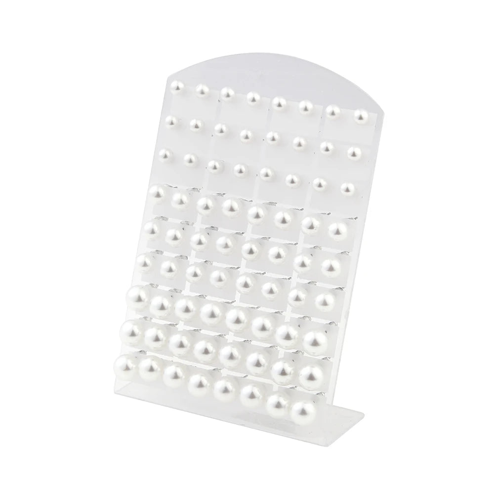 36 Pairs Set White Round Imitation Pearl Stud Earrings with Stainless Steel Backs in 6 8 10mm Beads for Women