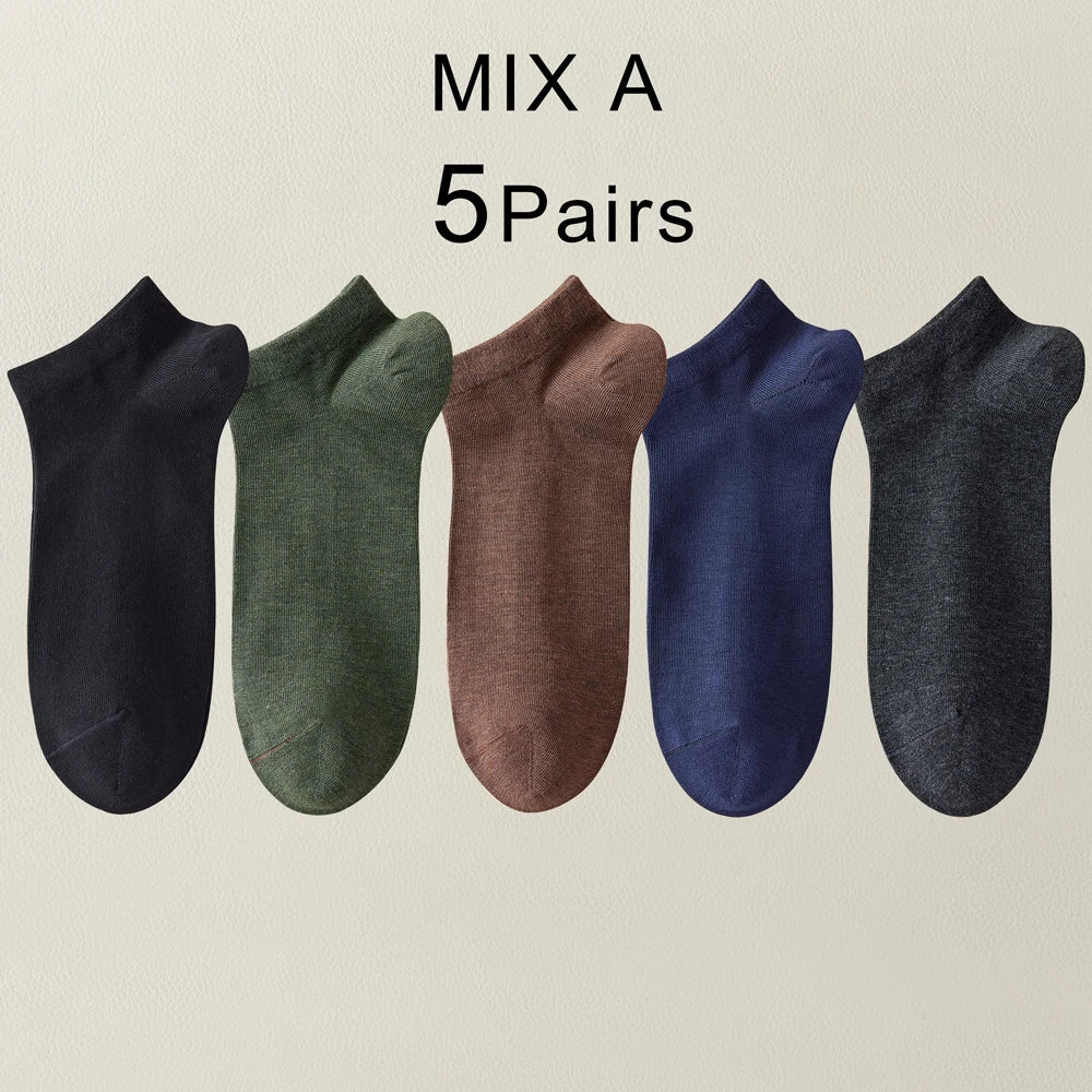 5 Pairs Bamboo Fiber Men No Show Breathable Ankle Socks