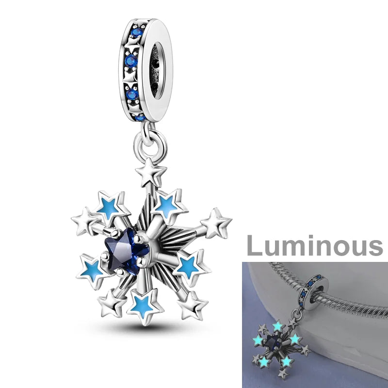 Silver Plated Eternal Symbol Charms Luminous Star Beads Love Dangle Safety Chain for Original Bracelet DIY Jewelry