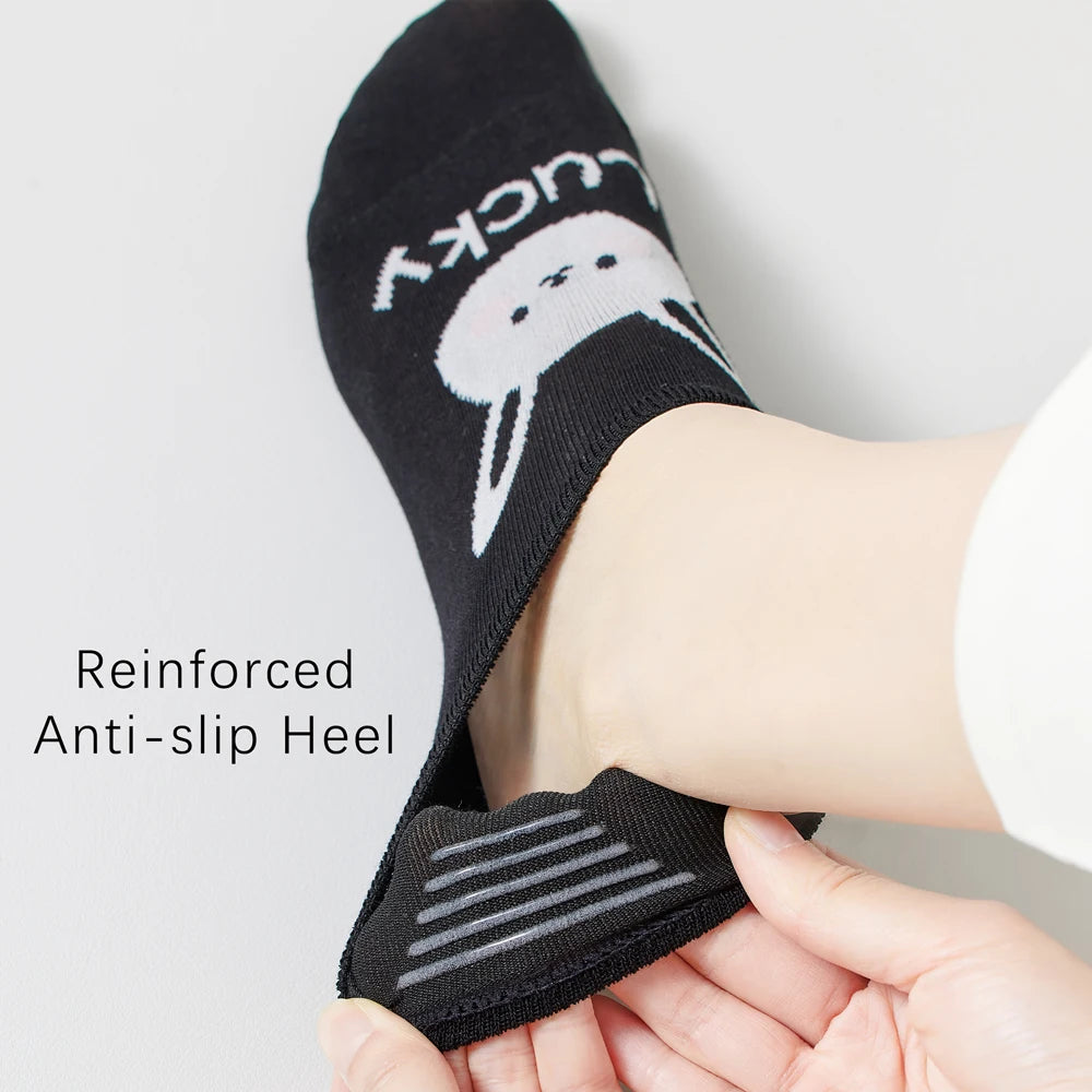 Kawaii Rabbit No Show Socks For Women 3 Pairs Cotton