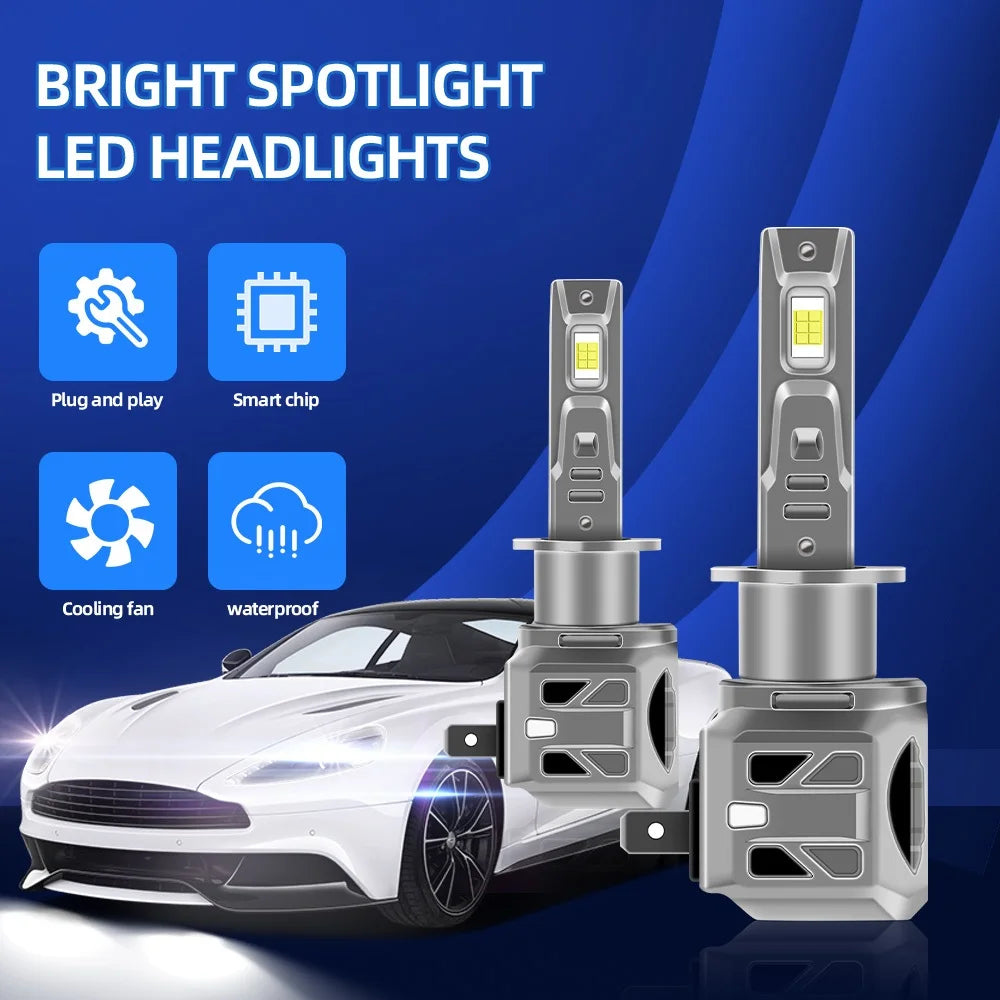 Ultra-Bright 24000LM LED Car Headlight Bulbs 120W 6000K with Turbo Fan for Superior Visibility
