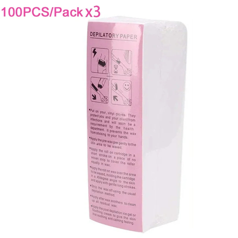 Premium Non-Woven Fabric Waxing Strips for Smooth Leg Hair Removal - Available in 20, 50, 100 Packs
