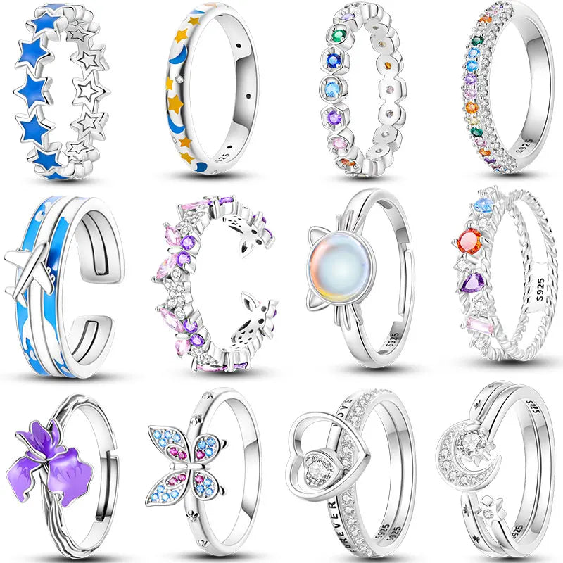 Zircon Diamond 925 Sterling Silver Women's Ring Elegant Fine Jewelry