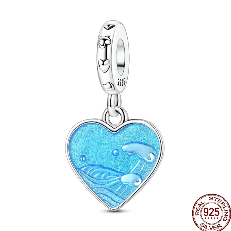 925 Sterling Silver Heart Family Charm Bead With Zircon