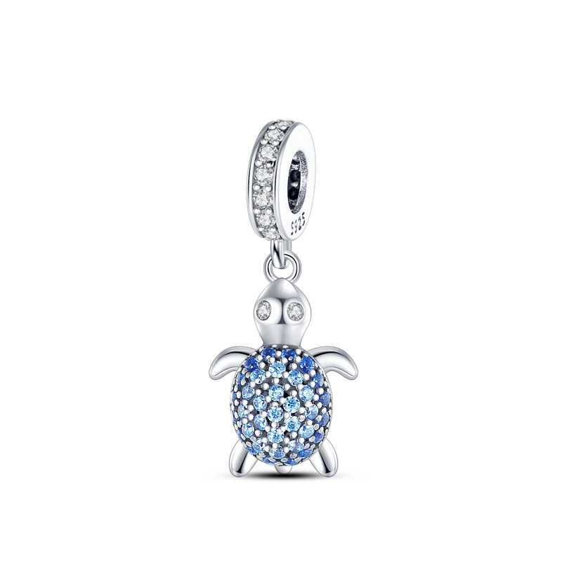 925 Sterling Silver Sea Turtle Dangle Charm For Bracelet