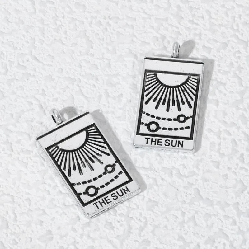 Elegant Alloy Tarot Card Charms Set for DIY Religious Jewelry Crafting