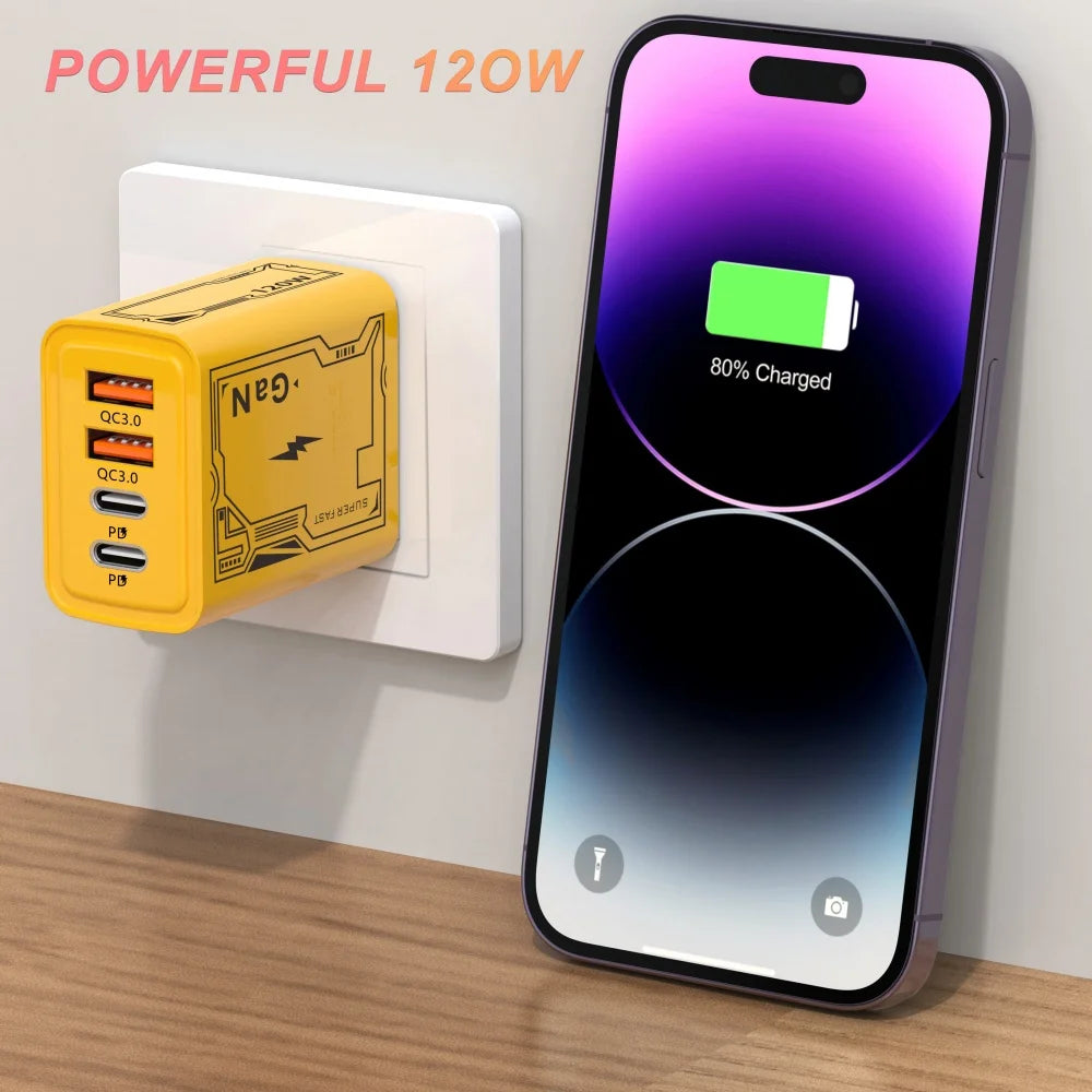 Xiaomi 120W Ultra Fast GaN USB C Charger Quick Charge 3.0 Type C Power Adapter For iPhone Samsung And Xiaomi
