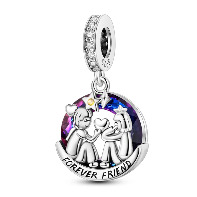 Sterling Silver Angel Mother Friendship Charm Beads for DIY Bracelets wKJC1149