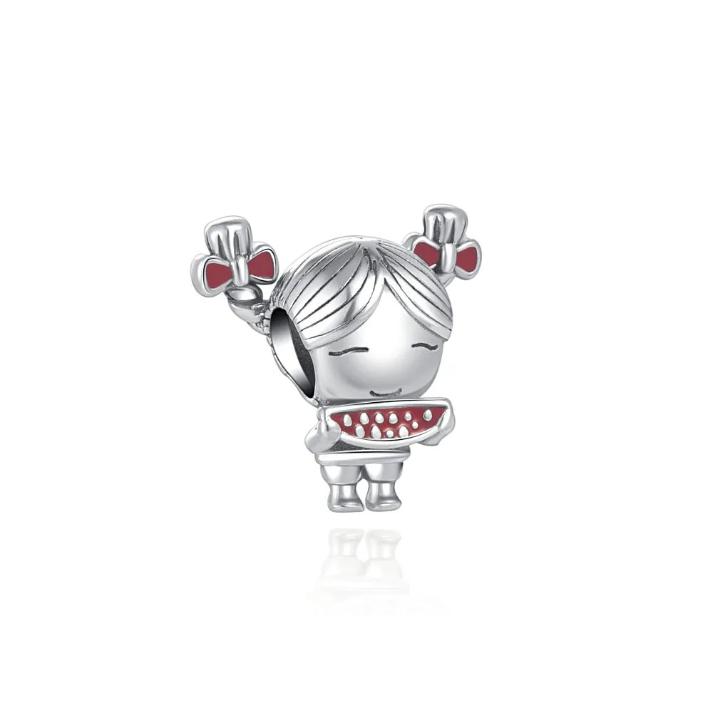 925 Silver Couple Charm Beads for DIY Bracelets Elegant Jewelry B1914