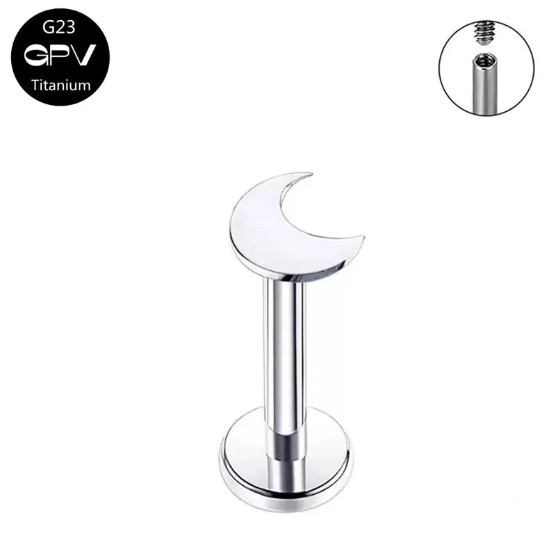 G23 Titanium Stud Earrings with Star Moon Cross Design for Cartilage Piercing Jewelry