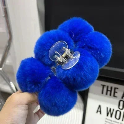 Korean Fashion Furry Hair Claw Clips For Women Set