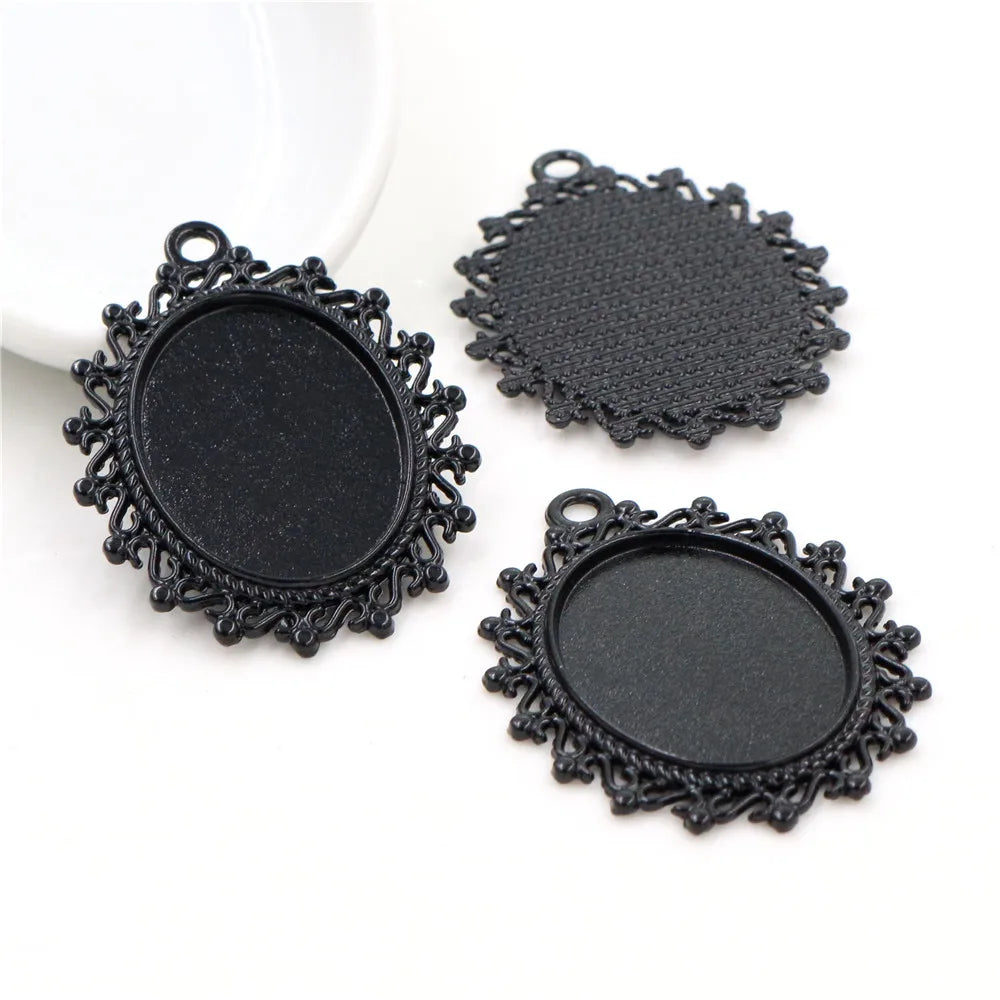 Antique Finish Cameo Cabochon Bracelet Setting Trays in Gold Silver Bronze and Rhodium 10 Pack