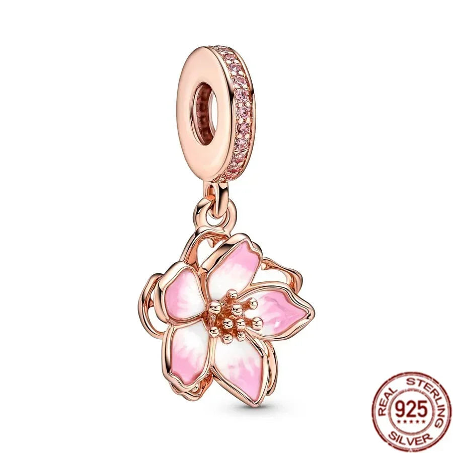 Original 925 Sterling Silver Ocean Pearl Shell Octopus Charm Bead Jewelry Set for Summer Romantic Style