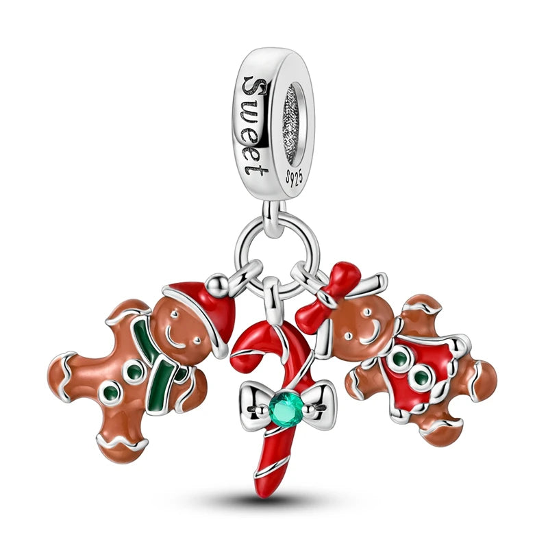 Sterling Silver Snowman Charm Beads for Bracelets Jewelry Gift KTC1352
