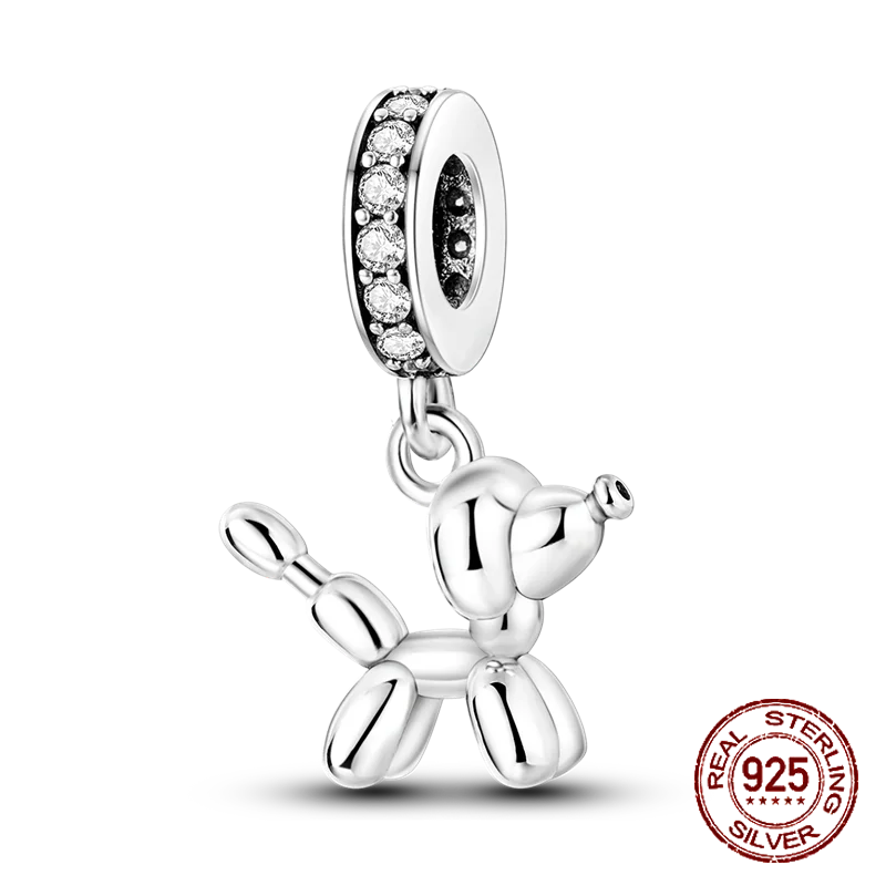 Inlaid Zircon Heart Charm Beads 925 Sterling Silver Dangle for Bracelets SMC4257