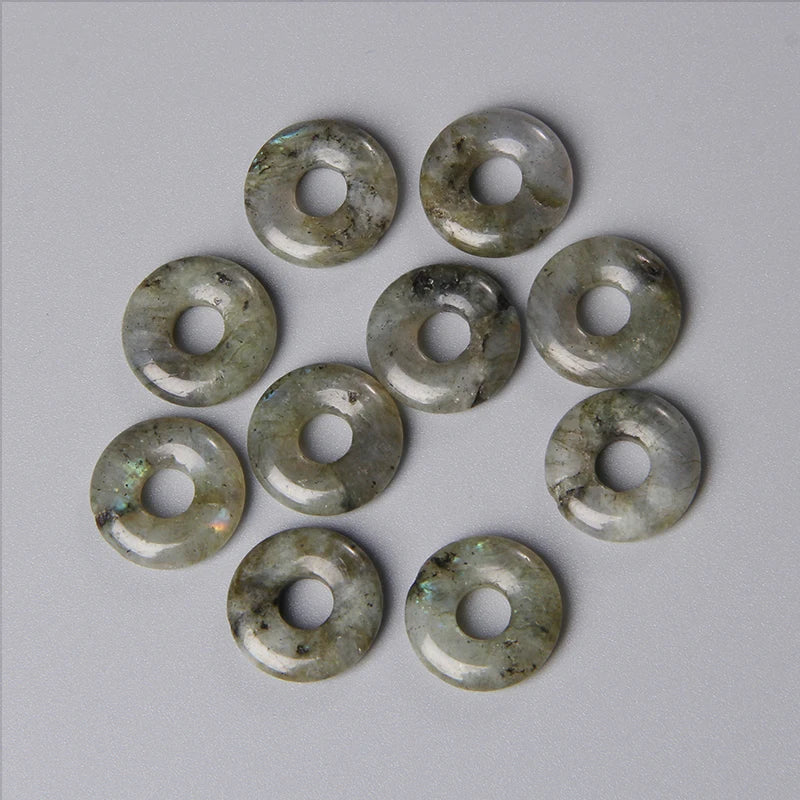 Elegant Labradorite Jade Agate Donut Beads Set for Jewelry Crafting 18mm 5pcs