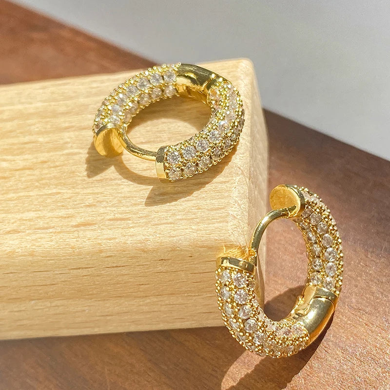 Zakol Turquoise Zircon Hoop Earrings for Women with Brilliant Cubic Zirconia Luxury Party Jewelry