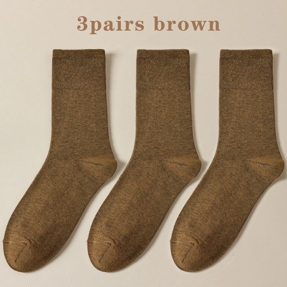 Seamless Cotton Mid Crew Socks Women Breathable Retro