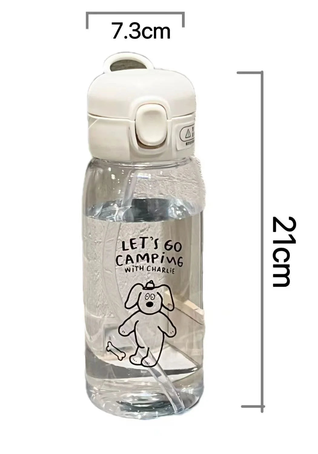 Large Portable Cartoon Straw Water Bottle Drop Resistant