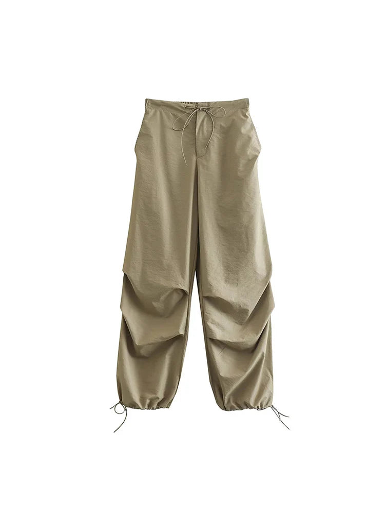 Women Parachute Cargo Pants High Waist Jogger Boot Cut