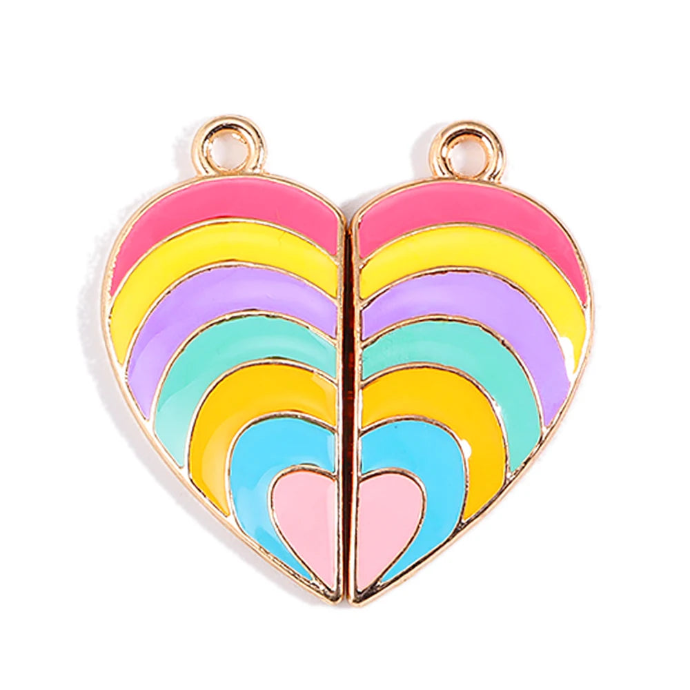 Sweet Heart Rainbow Butterfly Best Friend Charms for DIY Necklace Jewelry Making