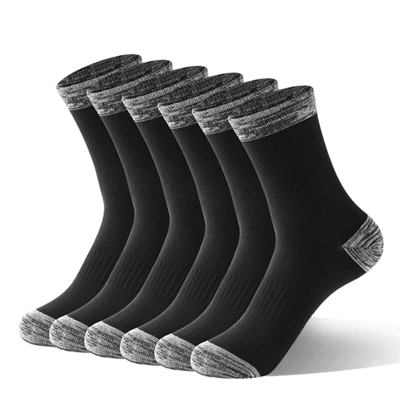 5 Pairs Men’s High Quality Autumn Winter Crew Socks Comfortable Long Black Sports Hiking Running Socks Size 38-44