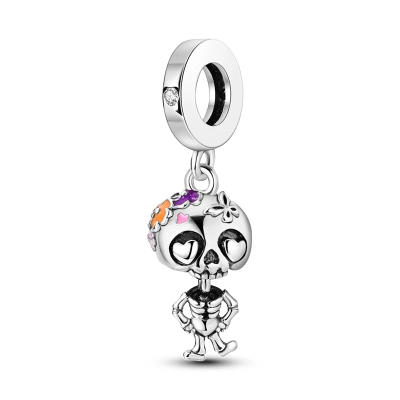Sterling Silver Snowman Charm Beads for Bracelets Jewelry Gift KTC961