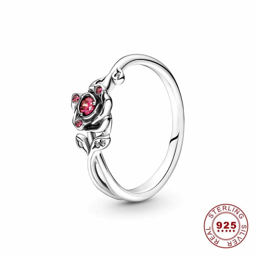 Crown 925 Sterling Silver Stackable Ring with Shiny Rose Gold Zircon for Women Elegant Fashion Jewelry PAR351