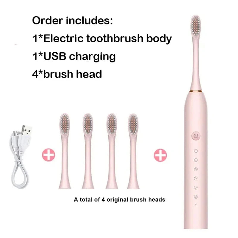 Electric Ultrasonic Toothbrush Six Speed Mode USB Charging Set