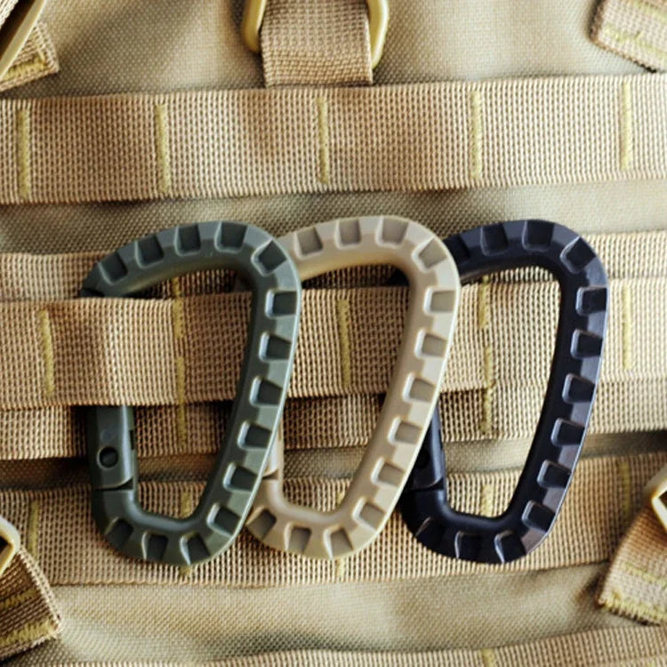 5Pcs Tactical 3.5 Inch Plastic Carabiner Molle Clip EDC Tools Army Green