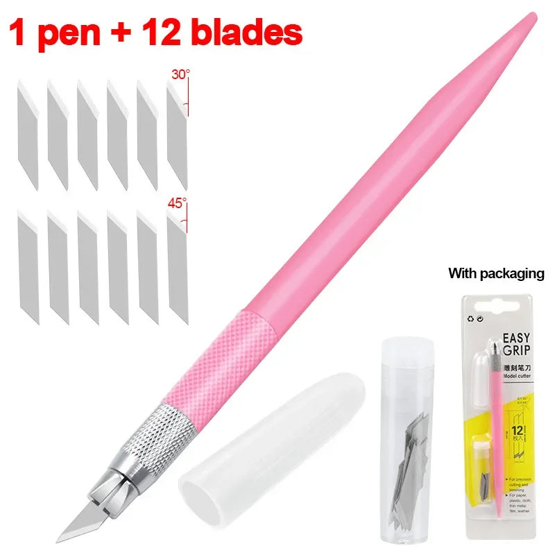 CraftPro 360° Rotating Cutting Pen - Durable Stainless Steel Blades for Effortless DIY Art Projects Pink