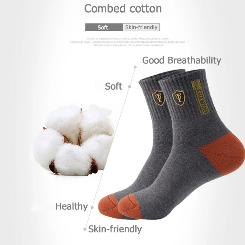 5 Pairs Men’s Summer Sports Socks Breathable Sweat Absorbent Thin Basketball Crew Socks EU 38-47