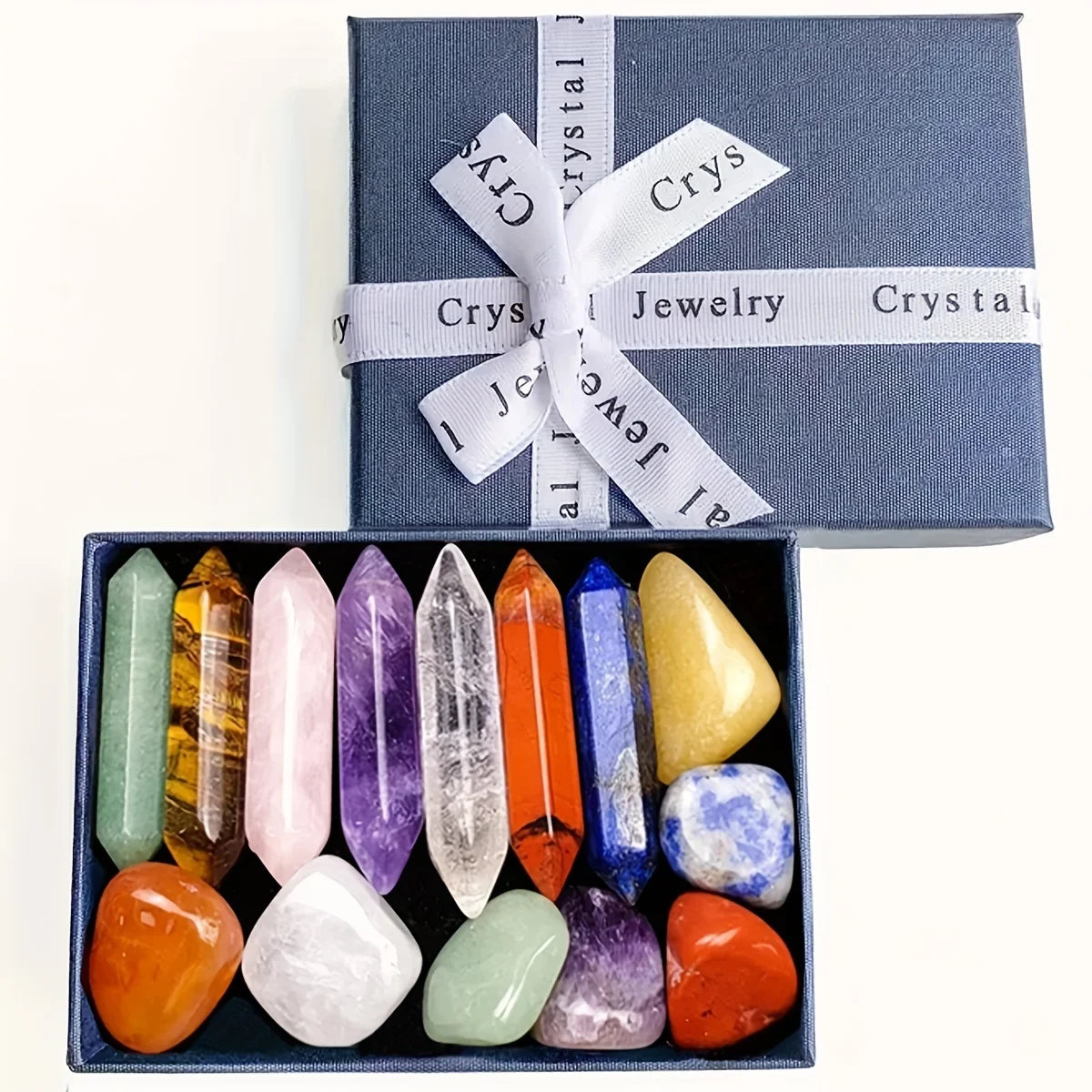 14PCS Chakra Crystal Pillar Set for Yoga and Energy Healing Decor