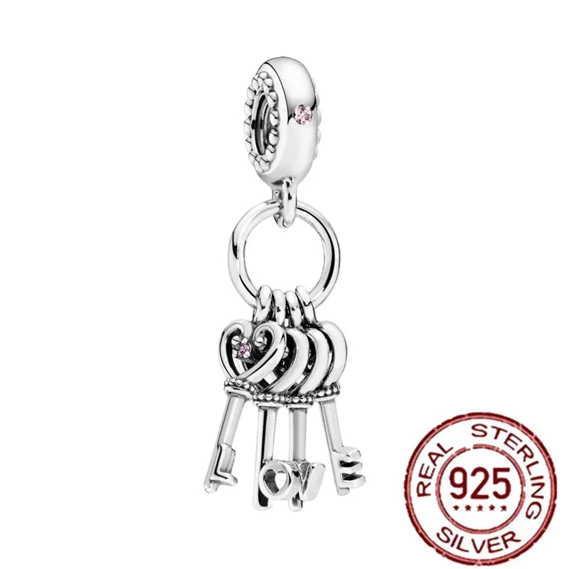 925 Sterling Silver Heart Family Tree Snowflake Animal Charms Beads for DIY Bracelet Women Jewelry Gift