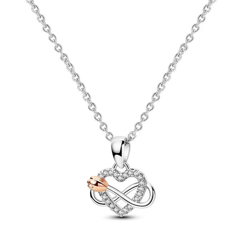 Original 925 Sterling Silver Rose Gold Snowflake Heart Fish Charms Beads for DIY Necklace and Bracelet Jewelry Gift