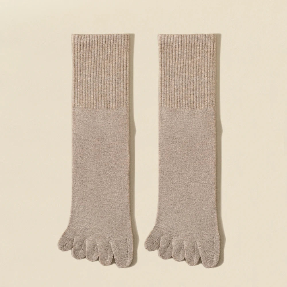 Mens Wool Five Finger Toe Socks Breathable Business
