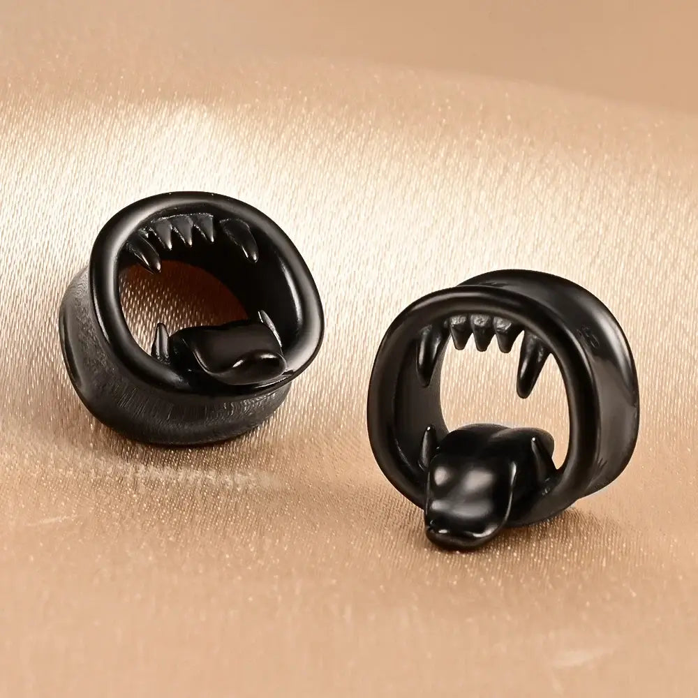 Vankula 2PCS 316L Stainless Steel Monster Tongue Ear Tunnels Body Jewelry